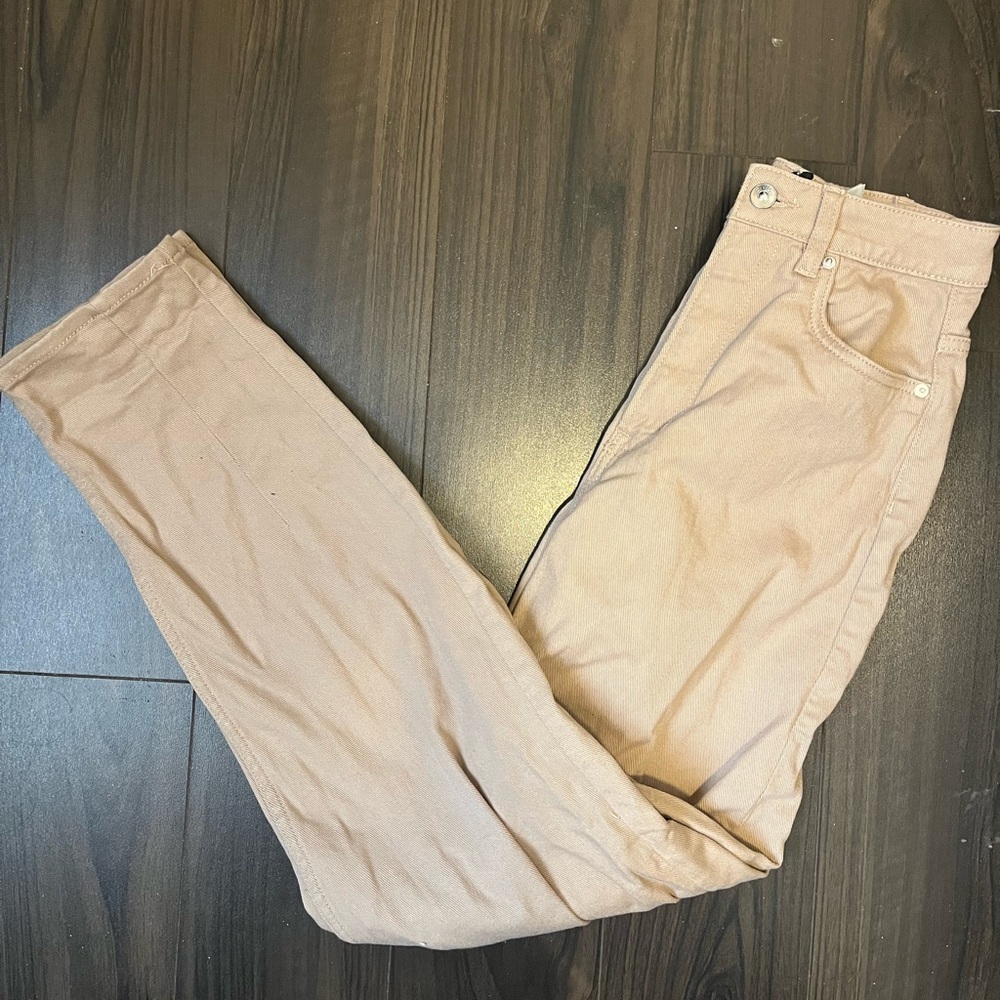 beige high waisted mom jeans
